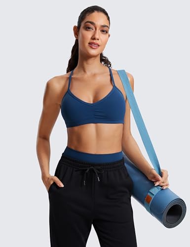 Image of CRZ YOGA Butterluxe Ruched Sports Bras | Light Support, Removable Pads, Yoga, Extremely Soft, Y Back, V Neck, Spaghetti Straps, for Women
