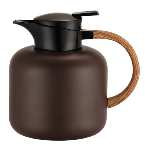 Quxxuol お湯ポット 保温水筒 お茶ポット コーヒーケトル 卓上ぽっと 2L 真空断熱二重構造 保温 保冷 軽量 広口 食品グレードの素材 やけど防止 お手入れ簡単 家庭用 (コーヒー色)