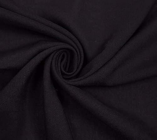 FabricLA Rayon Challis Fabric - 55' Inches Wide - Lightweight Rayon Fabric - Use for Lounge Wear, Jumpsuits, Pajamas, and Skirts - Black, 2 Continuous Yards