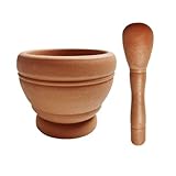 This mortar and pestle set is sturdy and heavy enough to set outside, with a special design to protect your valuable countertop from any possible scratches.