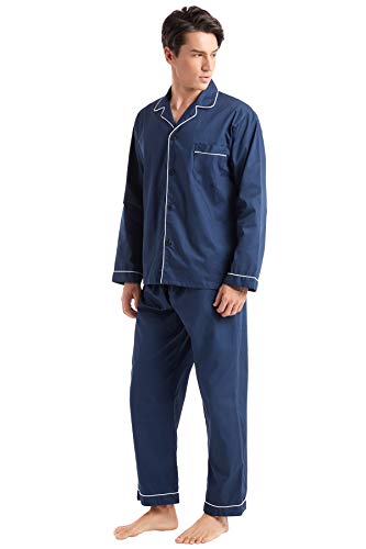 Men’s Cotton Pajama Set, Long Sleeve Button-Down Woven Sleepwear2