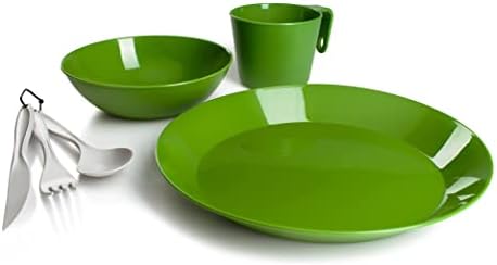 GSI Outdoors Cascadian 1 Person Table Set for Camping & Outdoors - Plate, Bowl, Mug Cup & Cutlery