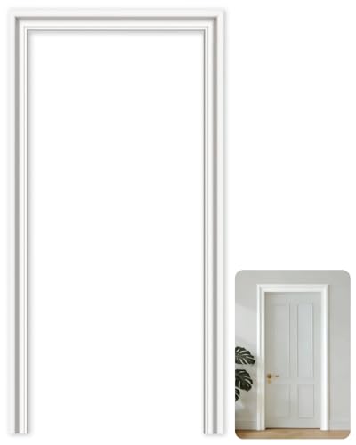 BiJun Door Trim Moulding Peel and Stick 1 Set 2.36 Inch Pre-Cut Door Frame Trim Kit Self-Adhesive Interior Doors Makeover Kits Easy Install for Doors Frame Decor White (36 80)