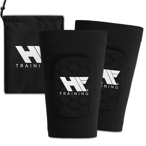 HF Training Protège-Tibias de Football 3 en 1 pour Homme, Femme et Enfant avec Chaussette intégrée (Taille M) – Protection Tibia avec Chaussette...