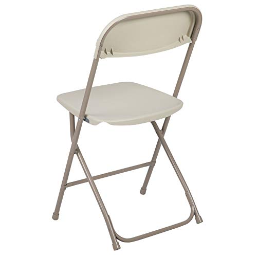 Image of Flash Furniture Hercules Series Plastic Folding Chair - Beige - 650LB Weight Capacity Comfortable Event Chair - Lightweight Folding Chair