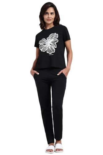 Image of Van Heusen Women's Cotton T-Shirt | Soft Breathable Cotton | Relaxed fit | Lounge Tee| Printed | Round Neck | Short Sleeve| Comfortable Everyday Wear | Style 55432