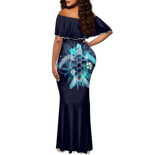 Image of Polynesian for Women S-7XL Off Shoulder Maxi Dress Hawaiian Summer Dresses