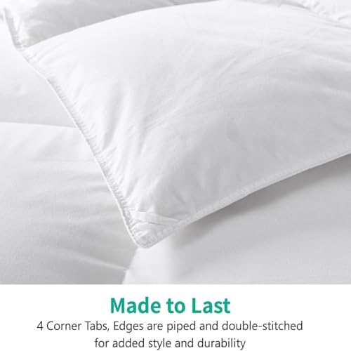 APSMILE Heavyweight Feather Down Comforter Oversized King Size - 100% Organic Cotton Quilted Thicker Winter Warmest Duvet Insert for Colder Weather/Sleepers (120x98, Ivory White)
