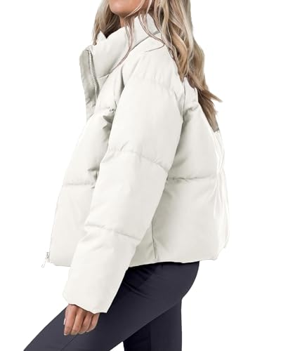 Women's Puffer Jacket Lightweight Oversized Long Sleeve Full Zipper Baggy Short Puffer Coats with Pockets2