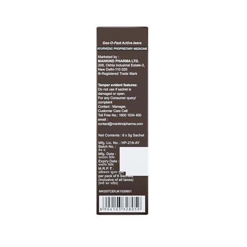 Image of Gas-o-fast ayurvedic antacid - Jeera flavour (6 sachets*4, 5 g each)