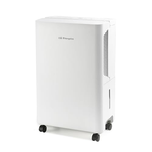 Orbegozo DH 1045 Deshumidificador 10 L/Día Área 40 m2 Silencioso 36 dB Gas Ecológico R290 Temporizador 24h Depósito 2.5L Filtro Lavable Ruedas y Asa Drenaje Continuo Consumo 215W