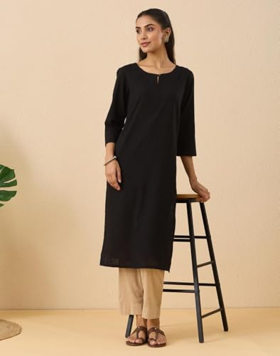 Image of Fabindia Women's Cotton Solid Long Kurta