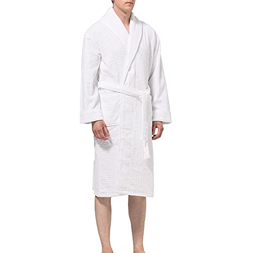 Alpine Swiss Dario Mens Luxury Waffle Knit Cotton Bathrobe Shawl Collar Hotel Spa Robe4