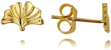 Seashell Beach Stud Earrings Real Solid 14K Yellow Gold