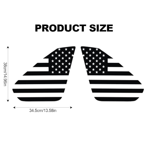 Image of American Flag Decal Car Rear Side Window Sticker Matte Black Rear Quarter Window DIY Sticker Left and Right Side Window Cling Car Exterior Decoration Accessories, for RAV4 2019-2021