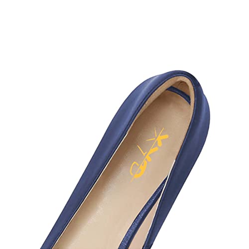 XYD Women Basic Casual Dress Flats Closed Pointed Toe Bow Knot Low Heel Chunky Slip On Comfy Office Work Daily Shoes3