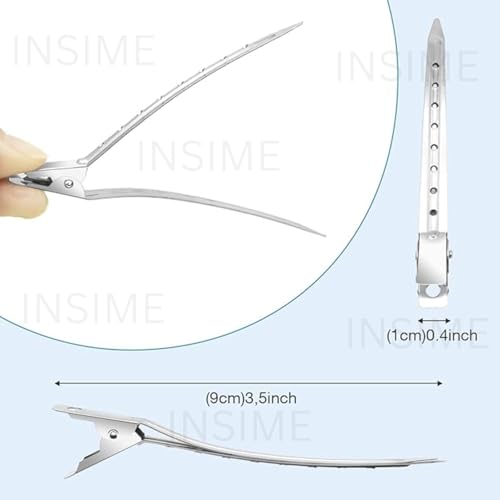 Image of INSIME Alligator Section Clips for Hair Styling | Salon Steel Crocodile and Duckbill Clips for Women