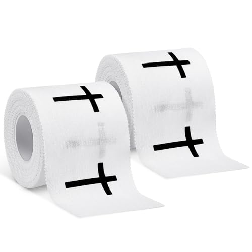 MiniInflat 2 Pcs Christian Cross Athletic Tape Sports Tape 2in x 23ft Religion Jesus Wrist Wrap for Soccer Football Baseball Gift for Graduation Teacher Nurses Week Pentecost(White Crosses)