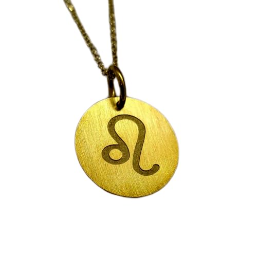 Collier signe du zodiaque Lion en argent plaqué or, un bijou gravé raffiné de 24 mm