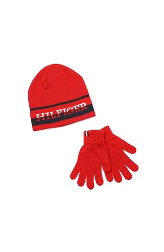Tommy Hilfiger boys Split Monotype Hat and Gloves Set