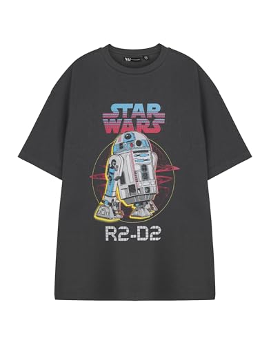 Star Wars Camiseta gráfica para hombre | Camiseta de manga corta gris R2-D2 con estampado de droides | Regalo de ropa para fanáticos de la película de ciencia ficción | Mercancía con licencia para él,