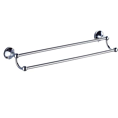BOATX Double porte-serviettes rétro pour salle de bain - 60 cm - Double couche - En laiton (chromé)