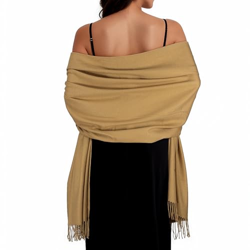 Women Winter Scarf Pashmina Shawls and Wraps for Evening Dresses Shawls for Women Wedding Camel