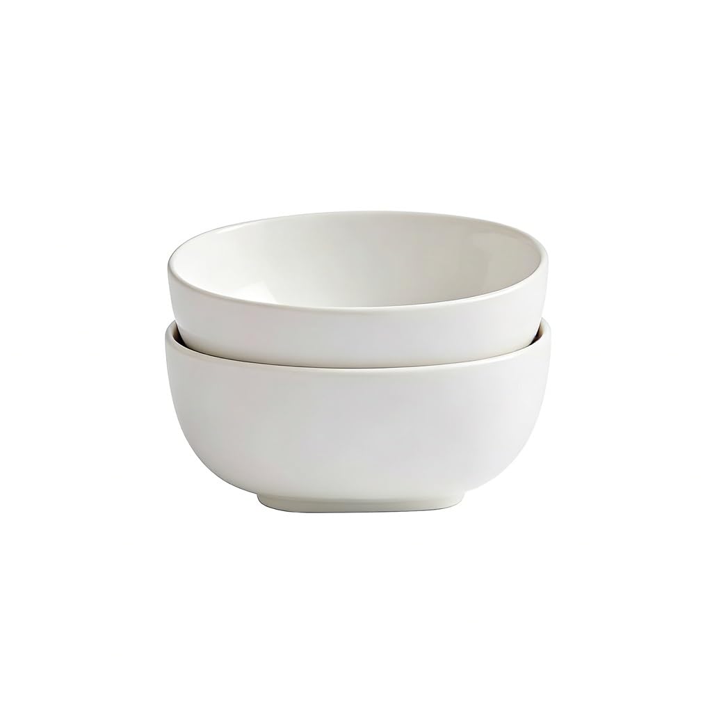 Miska do serwowania, Miski na zupę, zestaw 2 misek na płatki zbożowe, 800 ml ceramiczna biała duża porcelanowa sałatka śniadaniowa na makaron, owsiankę, owoce
