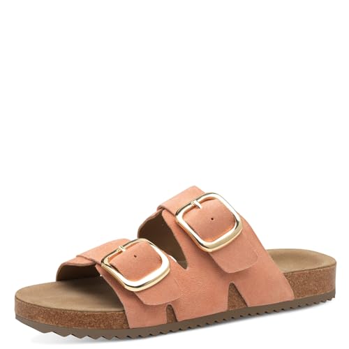 s.Oliver Damen Pantoletten aus Leder mit Schnallen, Rosa (Peach), 40 EU