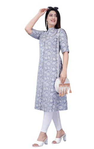 Image of Women Printed Collar Neck Half Sleeve Regular Fit Formal Kurti for Women's