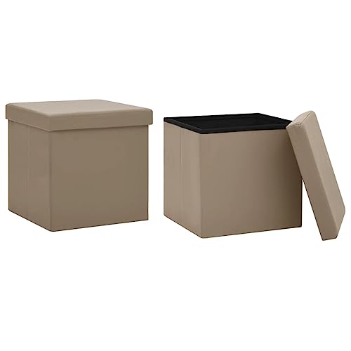 Tabouret pliant de rangement lot de 2 poufs pliables PVC