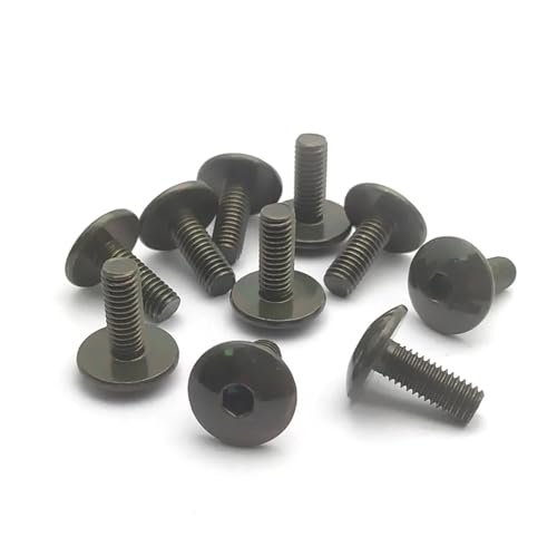 10 st. stora platt runda huvudet invändiga sexkantsskruvar bult M6 6mm M6X16 for motorcykel scooter moped plastkåpa(Army green)