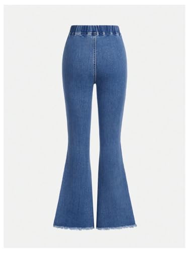 Floerns Girl's Elastic High Waist Flare Leg Denim Pants Bell Bottom Casual Jeans2