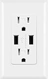 Wall Outlet with USB 4.2A Smart High Speed Dual Charger 15A Tamper Resistant IQ Smart Fast Quick Charger Receptacle baby proofing Sockets with 2 Wall Plates covers White UL Listed MICMI U24