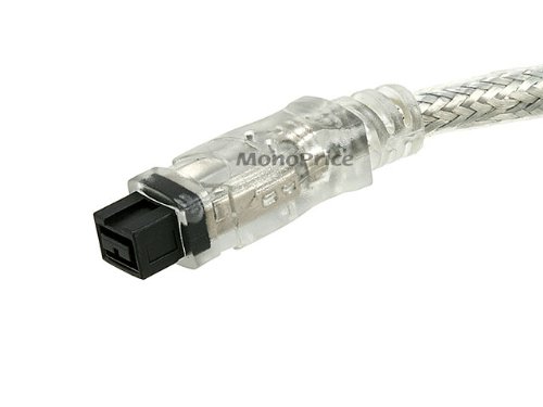 Monoprice 9 Pin/ 6Pin Bilingual Firewire 800 - Firewire 400 Cable,  6Ft, Clear #TOP2