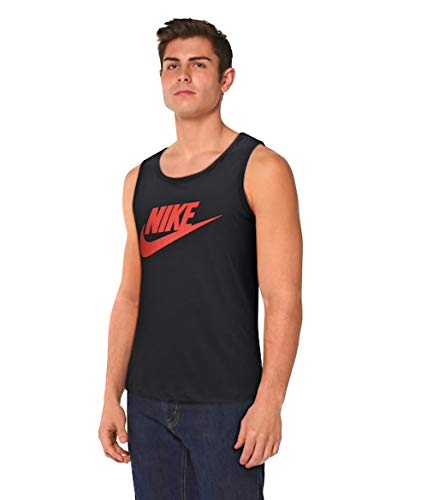 Nike Men s Sportswear Logo Tank Top (Black Red, L)