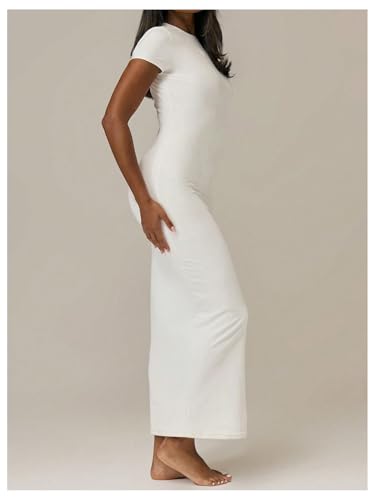 Floerns Women's Short Sleeve T Shirts Dress Crew Neck Basic Bodycon Long Dresses2