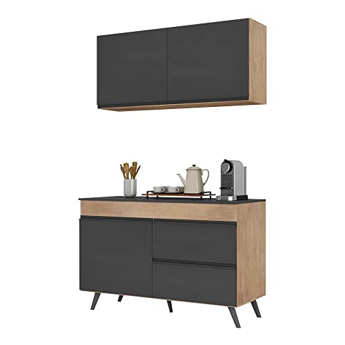 Armário de Cozinha Compacta 2 peças Lisboa Multimóveis Mp2128 Rustic/preto