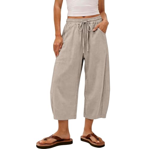 Pantalones de cimitarra Mujer Verano Frescos 3/4 Pantalon Talla Grande Pantalón Deportivo Shorts Respirable Moderno Pantalones Cortos Palazzo Bolsillos Urbano Short Yoga Jogger Corre
