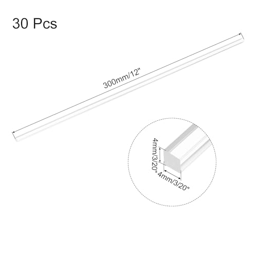 QUARKZMAN 30 Stück Acryl Kunststoffstäbe Quadrat, 4mm x 300mm Acrylstab Transparent für Modellbau DIY, Architekturmodellbau, DIY Sandtisch
