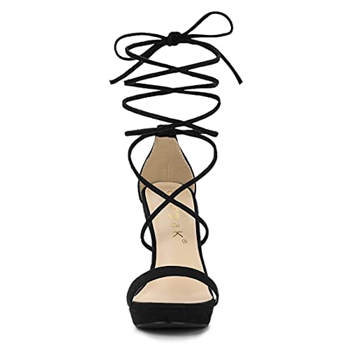 Allegra K Women's Platform Stiletto Heels Lace Up Sandals3