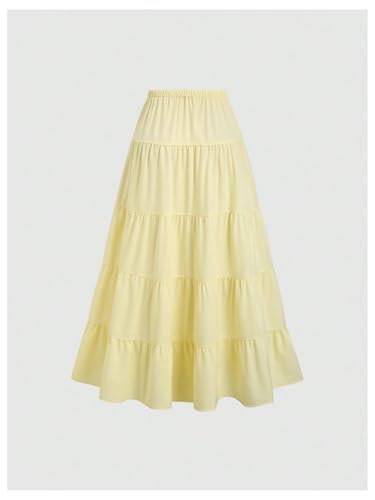 Image of Verdusa Women's Long Maxi Skirt Boho Flowy Flared Ruffle Skirts 2026 Beach Vacation Summer Going Out Outfits