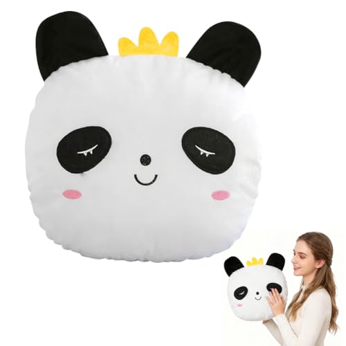CEWROM Kawaii Panda - Cojín de felpa para calentar las manos, cojín de peluche y soporte para la espalda, cojín decorativo multifuncional para sofá, cama, oficina y viajes, suave cojín de abrazo con