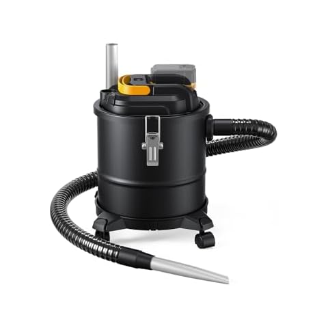 DeForce Ash Vacuum for Pellet & Wood Stoves - Cordless 4-Gallon with Filter, Hose, Wheels, Metal Storage Tank, for DeWalt 20V Battery, Bare Tool Only Cover