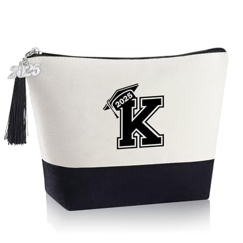 YOOLIFE Graduation Gifts for Her 2025, Letter K Graduation Gifts Travel Makeup Bag Organizer Make Up Bags for Women Skincare Toiletry Bag Class of 2025 Gifts for Women Daughter Friend Sister