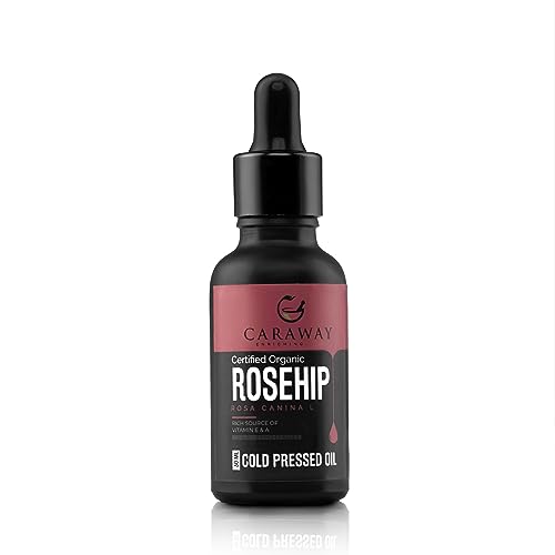 Image of CARAWAY Organic Rosehip Oil Certified Organic Cold Pressed Rosehip Oil |Prevents Acne, Wrinkles & Anti-Ageing | Reduces the Appearance of Scars, Stretch Marks - 50 ml