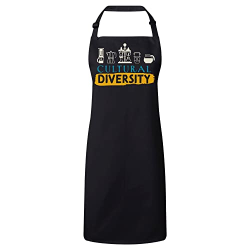 Tablier premium noir thème tolérance culturelle et café pour cuisinier exigeant