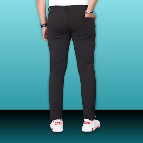 Image of Men's Lycra Blend Slim Fit Trousers - Stylish Formal Pants for Office | Regular Fit Trousers | Trousers for Men | Casual Wear for Women