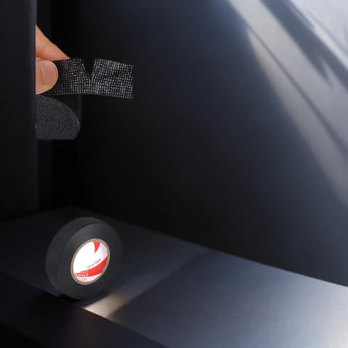 Image of Wire Harness Cloth Electrical Tape, Noise Damping Heat Proof Car Wrap Tape, Self-Adhesive Fabric Tape for Automotive Electrical Cable, Black (6, Width:19mm (6 Roll))
