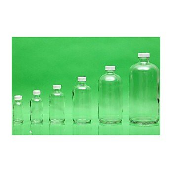1oz Clear Boston Round Assembled with 20-400 White PP PTFE Lined Cap, Convenience Case